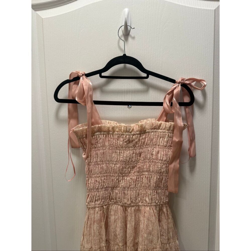 EN SAISON Geraldine Smocked Tie Strap Maxi Dress - Natural size S NWT - Picture 8 of 10